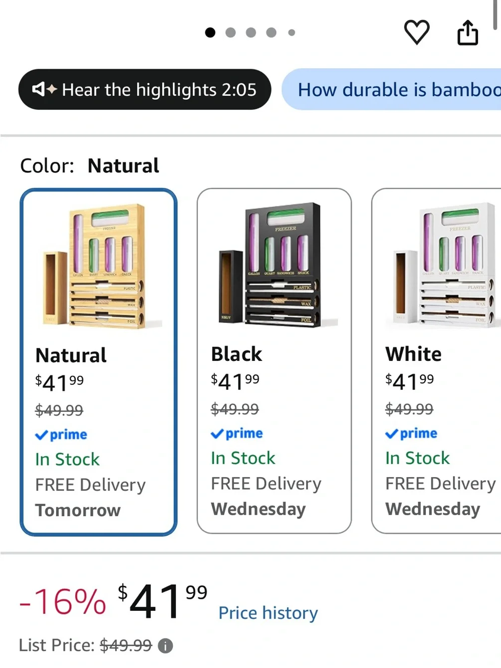 New Open Box 9 IN 1 Bamboo Foil and Plastic Wrap Organizer for Kitchen Drawer